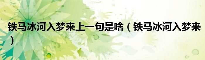 铁马冰河入梦来上一句是啥(铁马冰河入梦来)