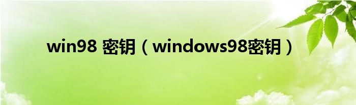 win98 密钥(windows98密钥)