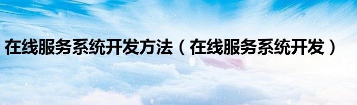 在线服务系统开发方法(在线服务系统开发)