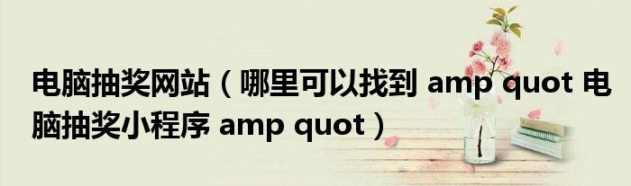 电脑抽奖网站(哪里可以找到 amp quot 电脑抽奖小程序 amp quot)