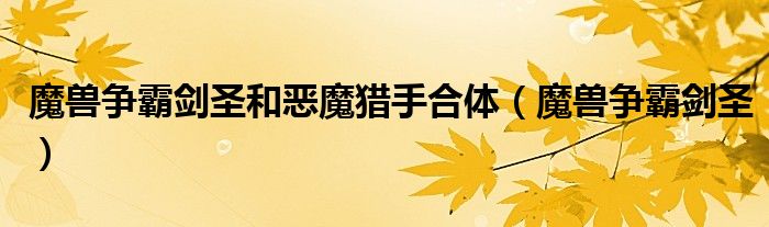 魔兽争霸剑圣和恶魔猎手合体(魔兽争霸剑圣)