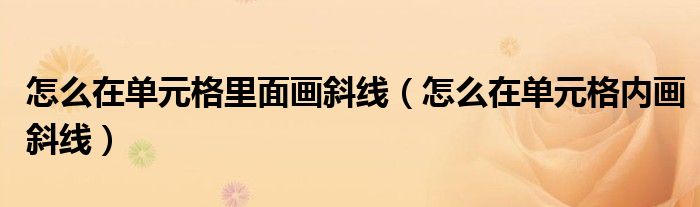 怎么在单元格里面画斜线(怎么在单元格内画斜线)