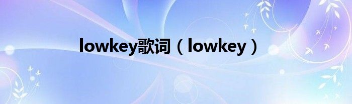 lowkey歌词(lowkey)
