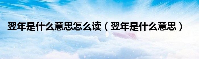 翌年是什么意思怎么读(翌年是什么意思)