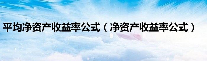 平均净资产收益率公式(净资产收益率公式)