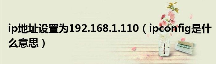 ip地址设置为192.168.1.110(ipconfig是什么意思)
