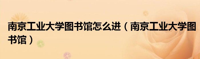 南京工业大学图书馆怎么进(南京工业大学图书馆)