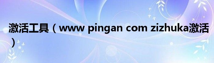 激活工具(www pingan com zizhuka激活)