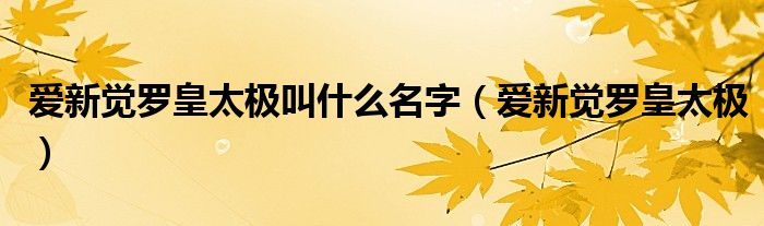 爱新觉罗皇太极叫什么名字(爱新觉罗皇太极)