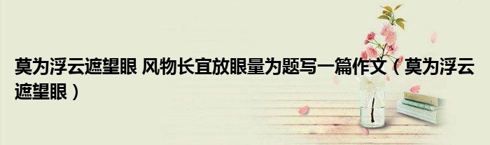 莫为浮云遮望眼 风物长宜放眼量为题写一篇作文(莫为浮云遮望眼)