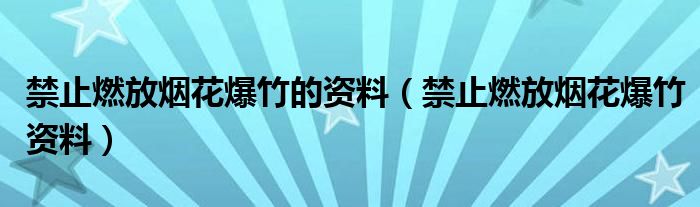 禁止燃放烟花爆竹的资料(禁止燃放烟花爆竹资料)