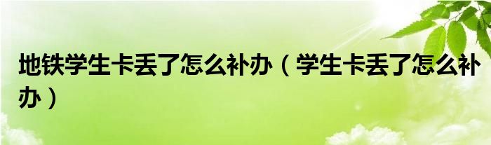 地铁学生卡丢了怎么补办(学生卡丢了怎么补办)