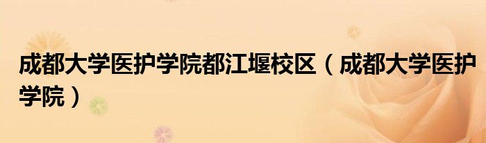 成都大学医护学院都江堰校区(成都大学医护学院)