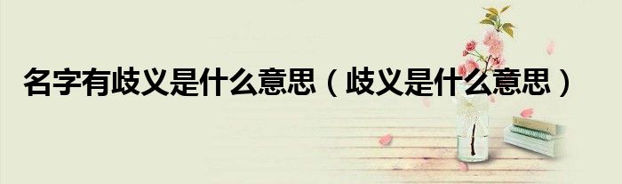 名字有歧义是什么意思(歧义是什么意思)
