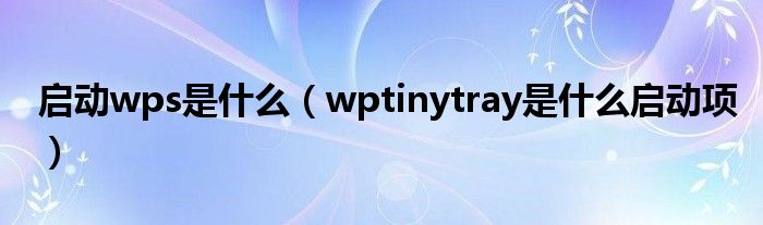 启动wps是什么(wptinytray是什么启动项)