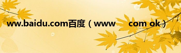 ww.baidu.com百度(www com ok)