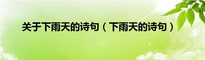 关于下雨天的诗句(下雨天的诗句)