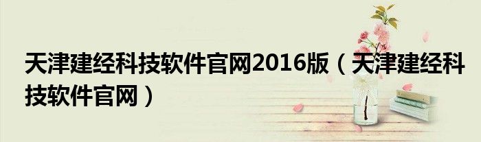 天津建经科技软件官网2016版(天津建经科技软件官网)