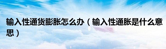 输入性通货膨胀怎么办(输入性通胀是什么意思)