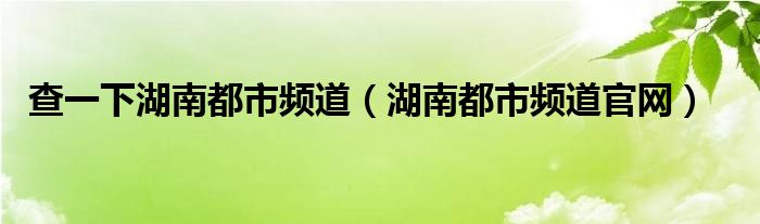 查一下湖南都市频道（湖南都市频道官网）