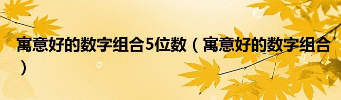寓意好的数字组合5位数(寓意好的数字组合)