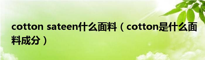 cotton sateen什么面料(cotton是什么面料成分)