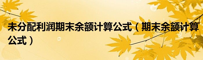 未分配利润期末余额计算公式(期末余额计算公式)