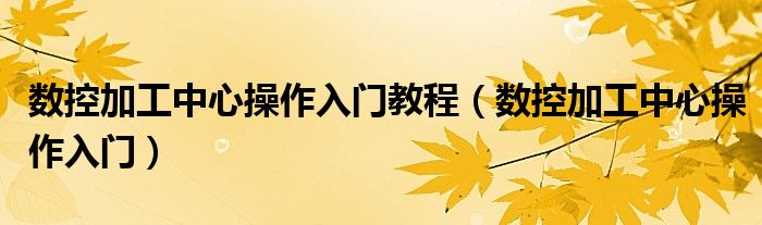 数控加工中心操作入门教程(数控加工中心操作入门)