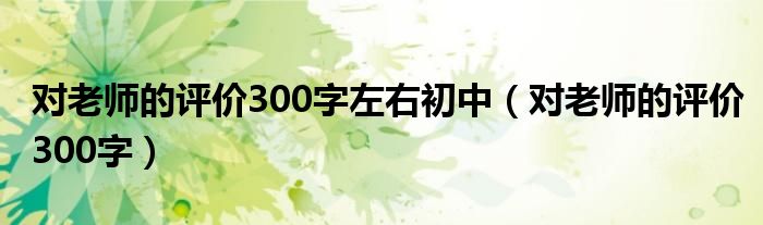 对老师的评价300字左右初中(对老师的评价300字)
