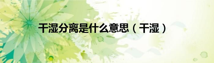 干湿分离是什么意思(干湿)