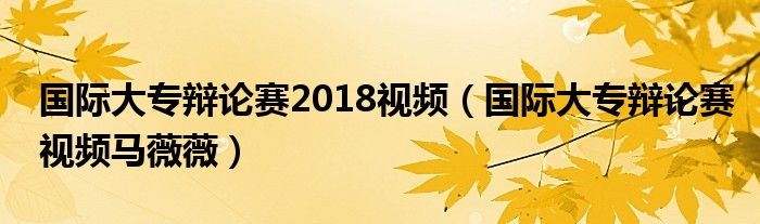 国际大专辩论赛2018视频(国际大专辩论赛视频马薇薇)