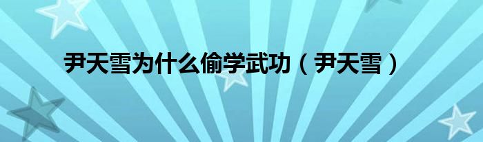 尹天雪为什么偷学武功（尹天雪）