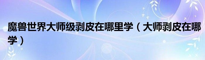 魔兽世界大师级剥皮在哪里学(大师剥皮在哪学)