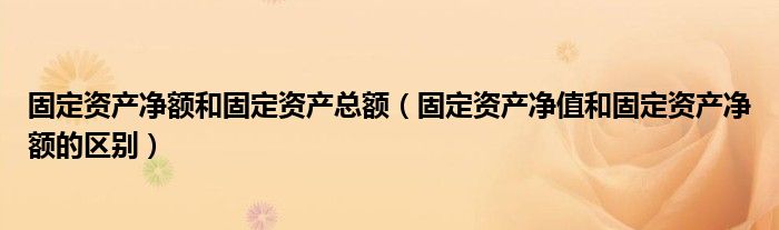 固定资产净额和固定资产总额(固定资产净值和固定资产净额的区别)