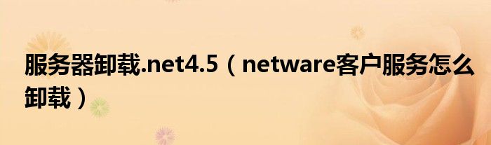 服务器卸载.net4.5(netware客户服务怎么卸载)