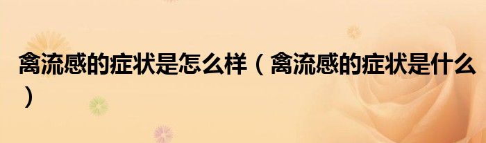 禽流感的症状是怎么样(禽流感的症状是什么)
