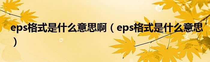 eps格式是什么意思啊(eps格式是什么意思)