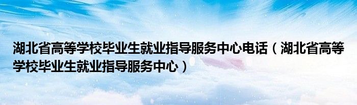湖北省高等学校毕业生就业指导服务中心电话(湖北省高等学校毕业生就业指导服务中心)