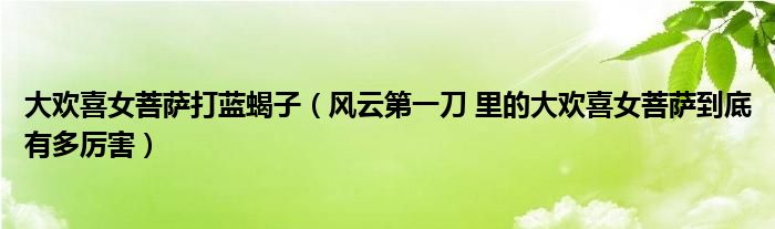 大欢喜女菩萨打蓝蝎子(风云第一刀 里的大欢喜女菩萨到底有多厉害)