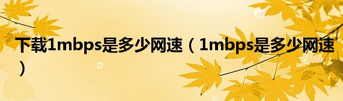 下载1mbps是多少网速(1mbps是多少网速)
