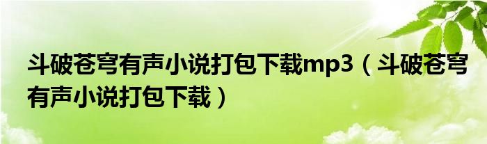 斗破苍穹有声小说打包下载mp3(斗破苍穹有声小说打包下载)