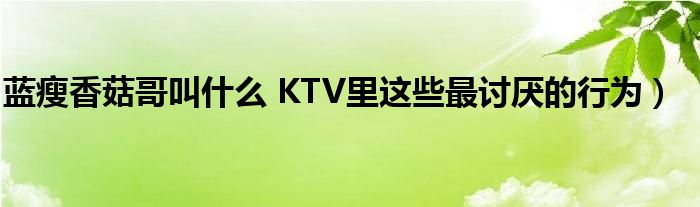 蓝瘦香菇哥叫什么 KTV里这些最讨厌的行为)