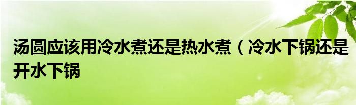 汤圆应该用冷水煮还是热水煮(冷水下锅还是开水下锅