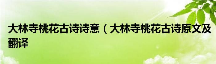 大林寺桃花古诗诗意(大林寺桃花古诗原文及翻译