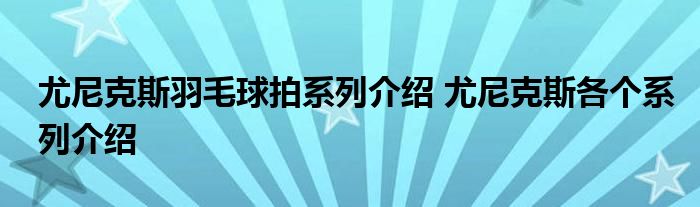 尤尼克斯羽毛球拍系列介绍 尤尼克斯各个系列介绍