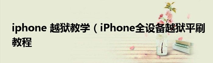 iphone 越狱教学(iPhone全设备越狱平刷教程
