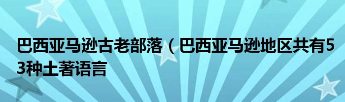 巴西亚马逊古老部落(巴西亚马逊地区共有53种土著语言