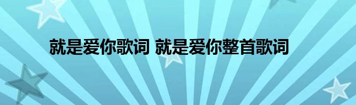 就是爱你歌词 就是爱你整首歌词