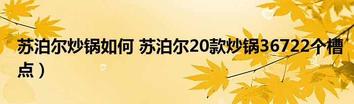 苏泊尔炒锅如何 苏泊尔20款炒锅36722个槽点)