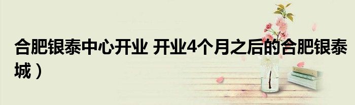 合肥银泰中心开业 开业4个月之后的合肥银泰城)